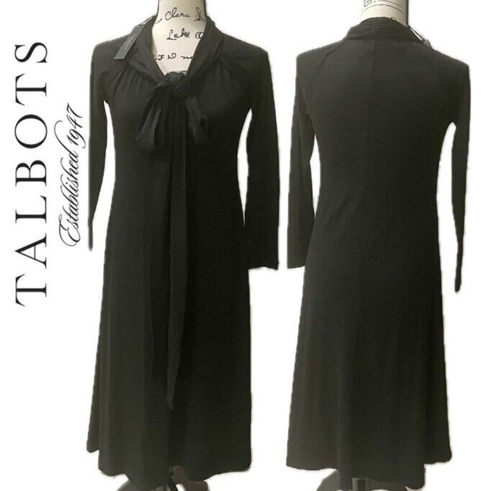 TALBOTS FIT AND FLARE MAXI DRESS SIZE XS BLACK SOPHISTICATED GOTH LOLITA
